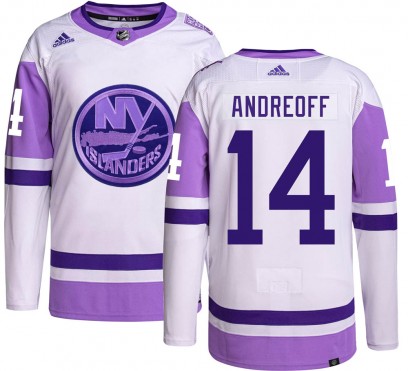 Men's Authentic New York Islanders Andy Andreoff Adidas Hockey Fights Cancer Jersey