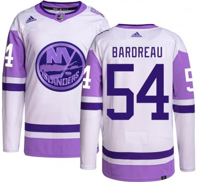 Men's Authentic New York Islanders Cole Bardreau Adidas Hockey Fights Cancer Jersey