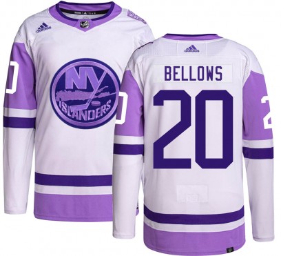 Men's Authentic New York Islanders Kieffer Bellows Adidas Hockey Fights Cancer Jersey