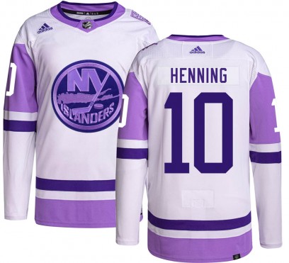 Men's Authentic New York Islanders Lorne Henning Adidas Hockey Fights Cancer Jersey