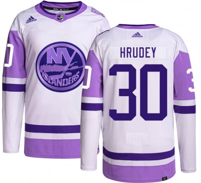 Men's Authentic New York Islanders Kelly Hrudey Adidas Hockey Fights Cancer Jersey