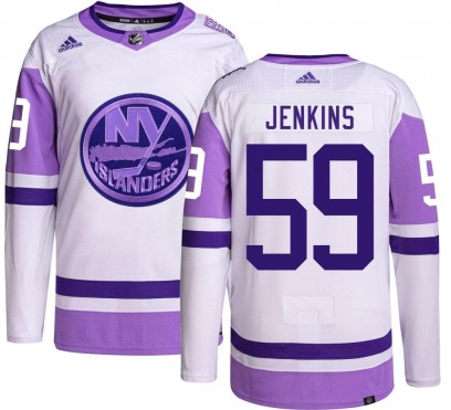 Men's Authentic New York Islanders Blade Jenkins Adidas Hockey Fights Cancer Jersey