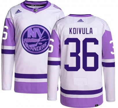 Men's Authentic New York Islanders Otto Koivula Adidas Hockey Fights Cancer Jersey