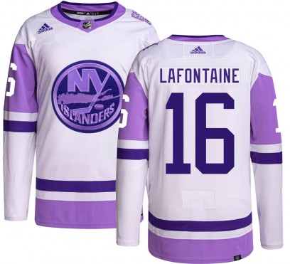 Men's Authentic New York Islanders Pat LaFontaine Adidas Hockey Fights Cancer Jersey