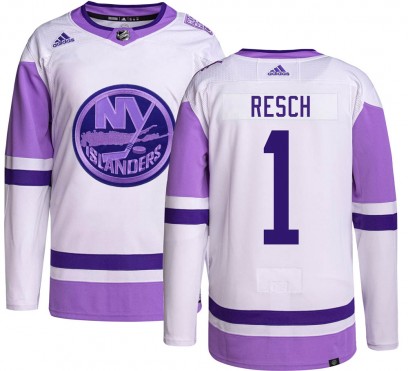 Men's Authentic New York Islanders Glenn Resch Adidas Hockey Fights Cancer Jersey