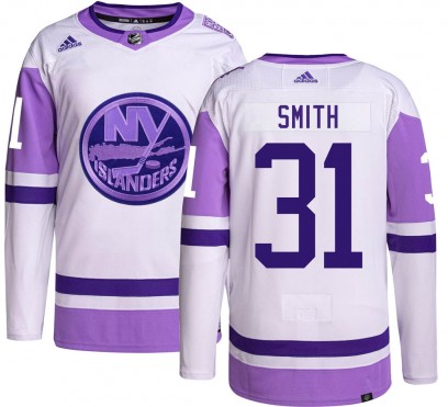 Men's Authentic New York Islanders Billy Smith Adidas Hockey Fights Cancer Jersey