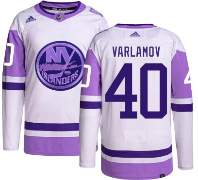 Men's Authentic New York Islanders Semyon Varlamov Adidas Hockey Fights Cancer Jersey