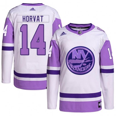 Men's Authentic New York Islanders Bo Horvat Adidas Hockey Fights Cancer Primegreen Jersey - White/Purple