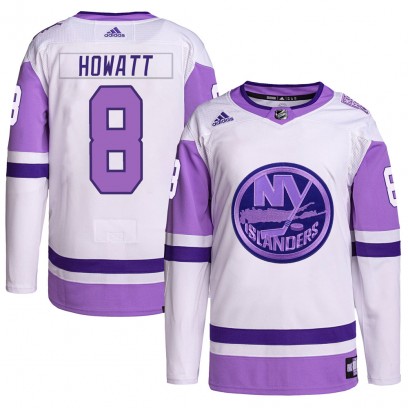 Men's Authentic New York Islanders Garry Howatt Adidas Hockey Fights Cancer Primegreen Jersey - White/Purple
