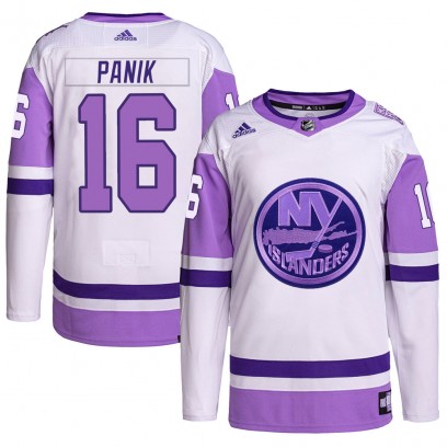 Men's Authentic New York Islanders Richard Panik Adidas Hockey Fights Cancer Primegreen Jersey - White/Purple