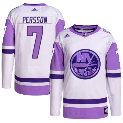 Men's Authentic New York Islanders Stefan Persson Adidas Hockey Fights Cancer Primegreen Jersey - White/Purple