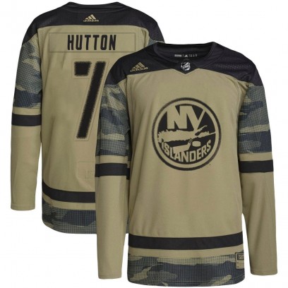 Youth Authentic New York Islanders Grant Hutton Adidas Military Appreciation Practice Jersey - Camo
