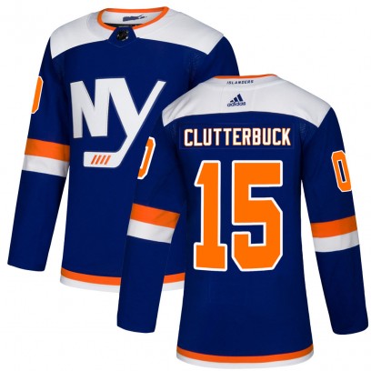 Men's Authentic New York Islanders Cal Clutterbuck Adidas Alternate Jersey - Blue