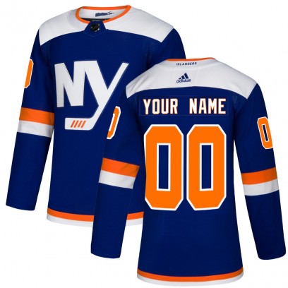 Men's Authentic New York Islanders Custom Adidas Custom Alternate Jersey - Blue