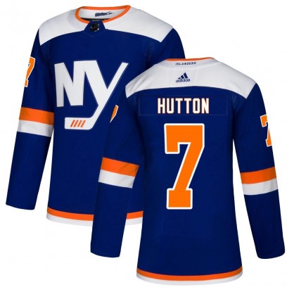 Men's Authentic New York Islanders Grant Hutton Adidas Alternate Jersey - Blue