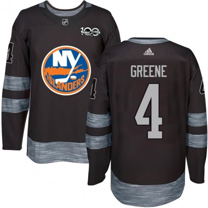 Men's Authentic New York Islanders Andy Greene Black 1917-2017 100th Anniversary Jersey - Green