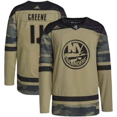 Men's Authentic New York Islanders Andy Greene Adidas Camo Military Appreciation Practice Jersey - Green