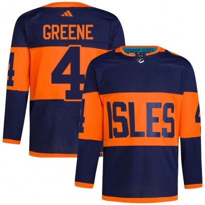 Men's Authentic New York Islanders Andy Greene Adidas Navy 2024 Stadium Series Primegreen Jersey - Green