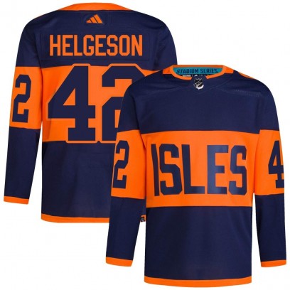Men's Authentic New York Islanders Seth Helgeson Adidas 2024 Stadium Series Primegreen Jersey - Navy