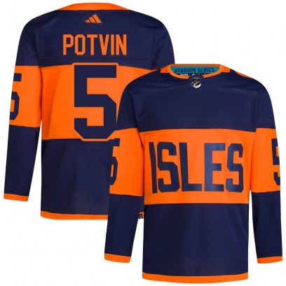 Men's Authentic New York Islanders Denis Potvin Adidas 2024 Stadium Series Primegreen Jersey - Navy