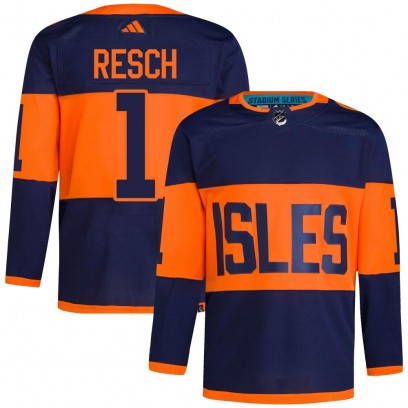 Men's Authentic New York Islanders Glenn Resch Adidas 2024 Stadium Series Primegreen Jersey - Navy