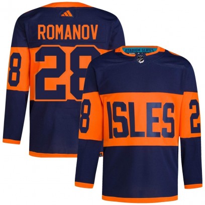 Men's Authentic New York Islanders Alexander Romanov Adidas 2024 Stadium Series Primegreen Jersey - Navy