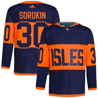 Men's Authentic New York Islanders Ilya Sorokin Adidas 2024 Stadium Series Primegreen Jersey - Navy