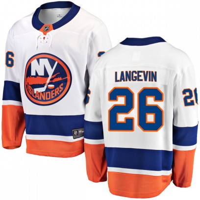 Men's Breakaway New York Islanders Dave Langevin Fanatics Branded Away Jersey - White