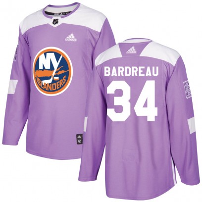 Youth Authentic New York Islanders Cole Bardreau Adidas Fights Cancer Practice Jersey - Purple