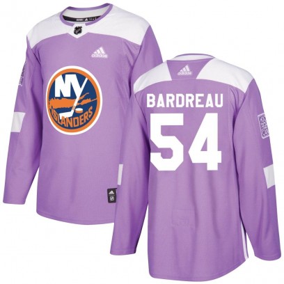 Youth Authentic New York Islanders Cole Bardreau Adidas Fights Cancer Practice Jersey - Purple