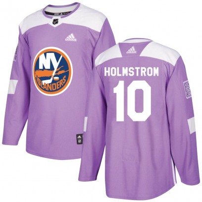 Youth Authentic New York Islanders Simon Holmstrom Adidas Fights Cancer Practice Jersey - Purple