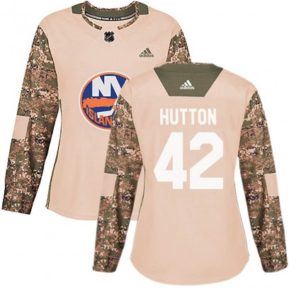 Women's Authentic New York Islanders Grant Hutton Adidas Veterans Day Practice Jersey - Camo