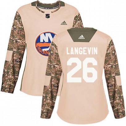 Women's Authentic New York Islanders Dave Langevin Adidas Veterans Day Practice Jersey - Camo