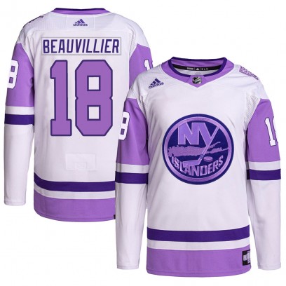 Youth Authentic New York Islanders Anthony Beauvillier Adidas Hockey Fights Cancer Primegreen Jersey - White/Purple