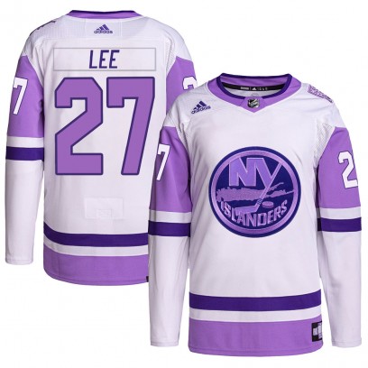 Youth Authentic New York Islanders Anders Lee Adidas Hockey Fights Cancer Primegreen Jersey - White/Purple