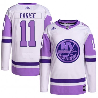 Youth Authentic New York Islanders Zach Parise Adidas Hockey Fights Cancer Primegreen Jersey - White/Purple
