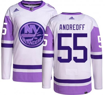 Youth Authentic New York Islanders Andy Andreoff Adidas Hockey Fights Cancer Jersey