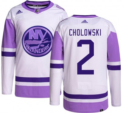 Youth Authentic New York Islanders Dennis Cholowski Adidas Hockey Fights Cancer Jersey