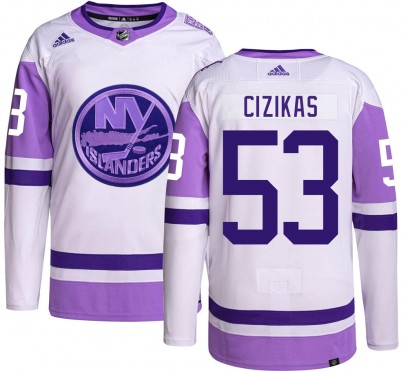 Youth Authentic New York Islanders Casey Cizikas Adidas Hockey Fights Cancer Jersey