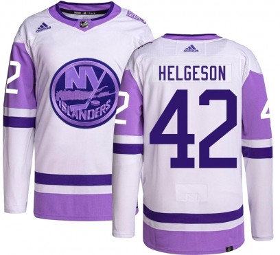 Youth Authentic New York Islanders Seth Helgeson Adidas Hockey Fights Cancer Jersey