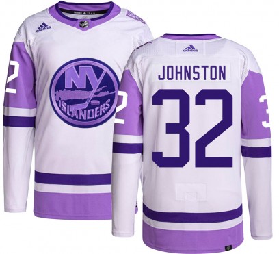 Youth Authentic New York Islanders Ross Johnston Adidas Hockey Fights Cancer Jersey