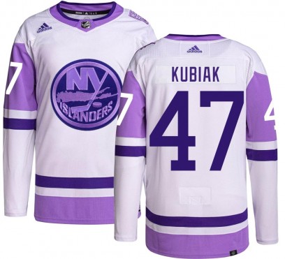 Youth Authentic New York Islanders Jeff Kubiak Adidas Hockey Fights Cancer Jersey