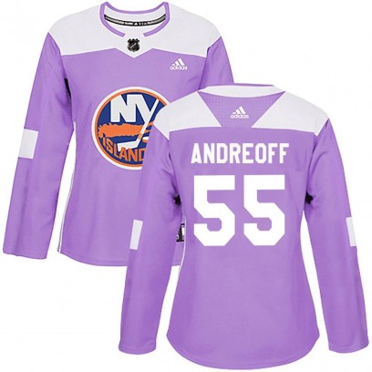Women's Authentic New York Islanders Andy Andreoff Adidas Fights Cancer Practice Jersey - Purple