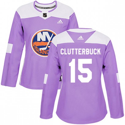 Women's Authentic New York Islanders Cal Clutterbuck Adidas Fights Cancer Practice Jersey - Purple