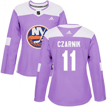 Women's Authentic New York Islanders Austin Czarnik Adidas Fights Cancer Practice Jersey - Purple