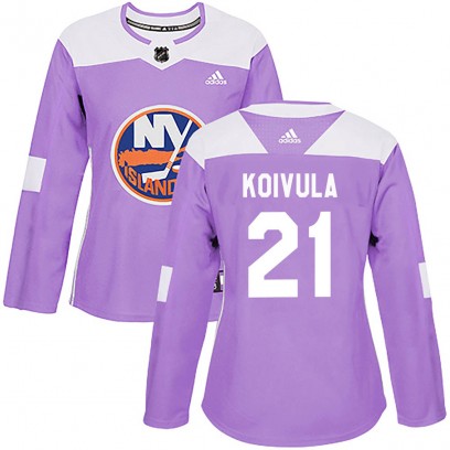 Women's Authentic New York Islanders Otto Koivula Adidas Fights Cancer Practice Jersey - Purple