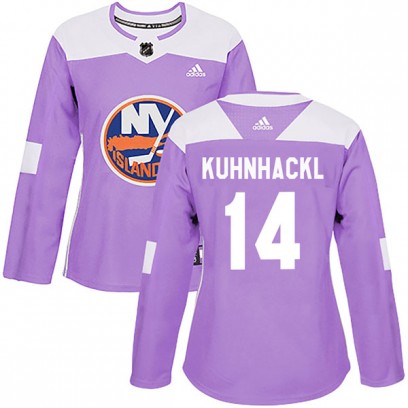 Women's Authentic New York Islanders Tom Kuhnhackl Adidas Fights Cancer Practice Jersey - Purple