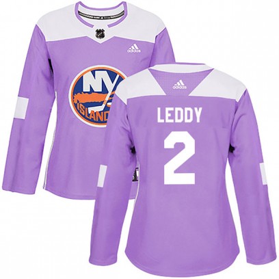 Women's Authentic New York Islanders Nick Leddy Adidas Fights Cancer Practice Jersey - Purple