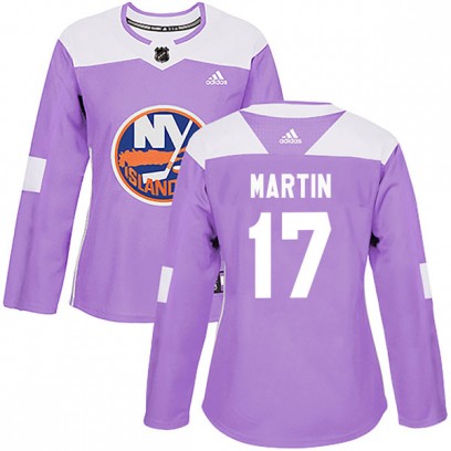 Women's Authentic New York Islanders Matt Martin Adidas Fights Cancer Practice Jersey - Purple