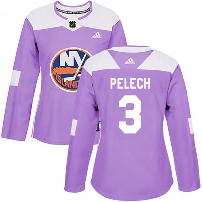 Women's Authentic New York Islanders Adam Pelech Adidas Fights Cancer Practice Jersey - Purple
